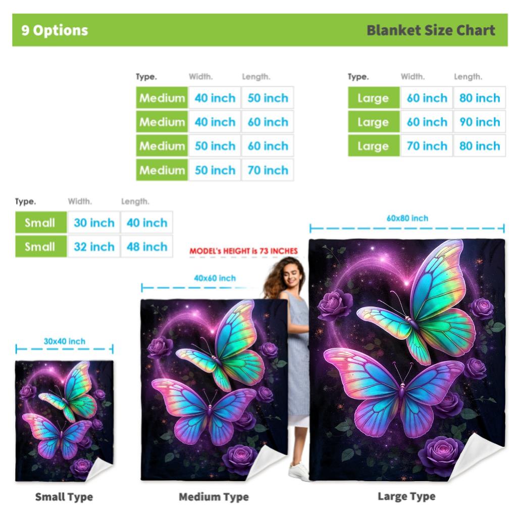 Galaxy Butterflies Fleece Blanket Cosmic Art Design Soft Cozy Throw Home Decor for Living Room or Bedroom Gift for Fantasy Fans