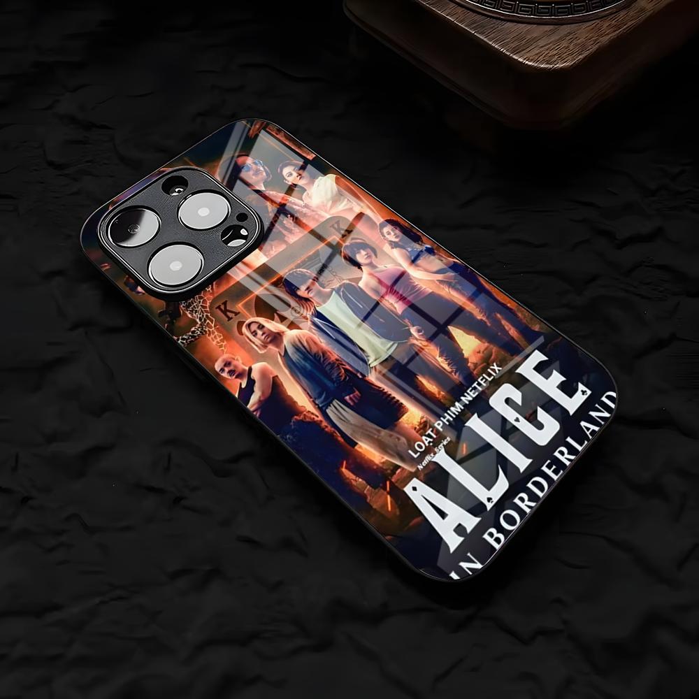

Горячий ТВ Алиса I-In B-Borderland Чехол для телефона для iPhone 17 Air 16 E Pro Max 15 14 13 Mini 12 Pro 11 Max Plus Черная стеклянная крышка iPhone17 Air