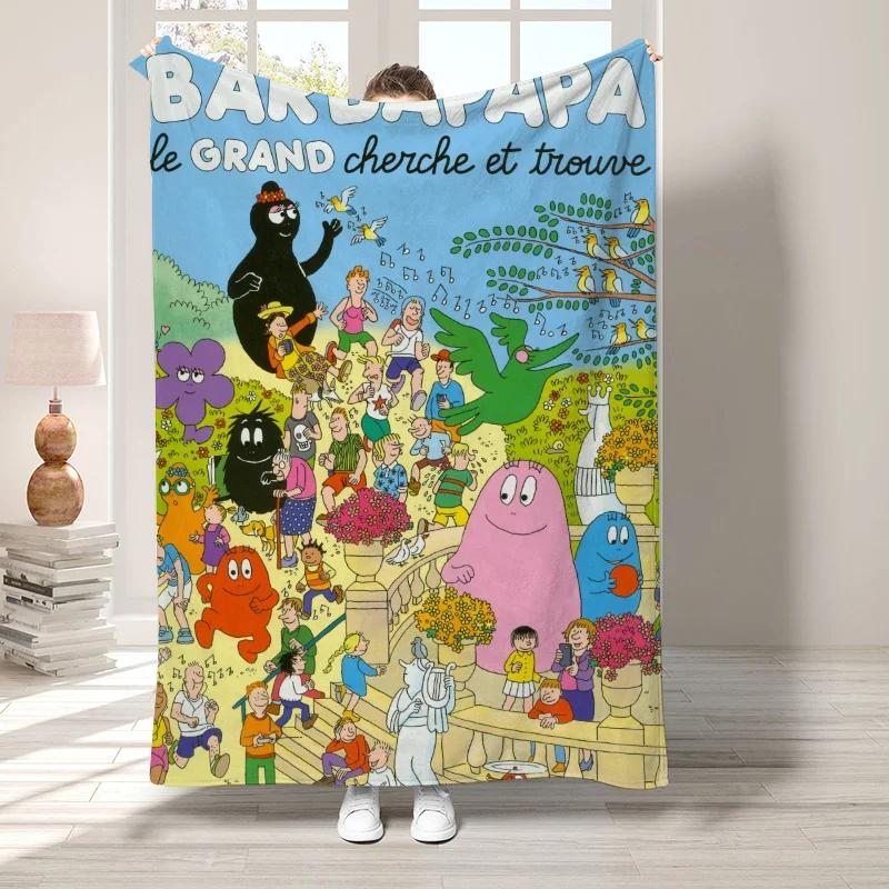 L-Les Barbapapa Decorative Blanket for Living Room Bedroom Decoration Bedspread On the Bed Fluffy Soft Blankets Boho Home Decor