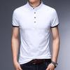 2025 Men's Slim-Fit Stand-Up Collar T-Shirt: Casual, Solid Color, Short-Sleeve, Versatile Cotton for Summer