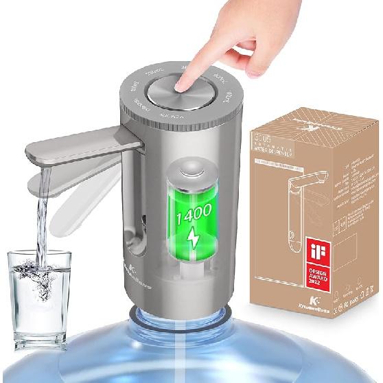 Universal Water-Bottle Pump Dispenser 5-Gallon: KitchenBoss Foldable Automatic Water Bottle Pump, Portable Electric Drinking Water Pump USB Charging