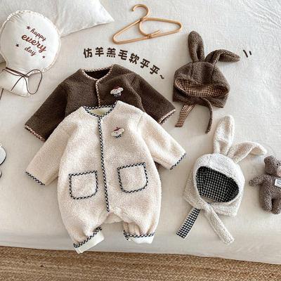 2025 Baby Hooded Coral Fleece Jumpsuit - Super Cute and Trendy Winter Bodysuit