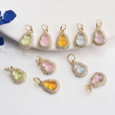 14K Gold-filled Zircon Gourd Pendant for DIY Necklace, Bracelet, Rope Jewelry.