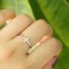 925 Silver Cross Rings for Women Exquisite CZ Stone Adjustable Open Ring Silver 925 Jewelry