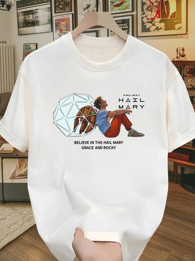 2026 Project Hail Mary Ryland Grace Rocky Graphic 100Cotton Unisex Shirt Summer New Fashion Unisex Oversized Tshirt Fan Gift