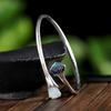 Original Retro Cloisonne Ruyi Auspicious Magnolia Temperament Female Burning Blue Enamel Bracelet Plated with 925 Silver Bracelet