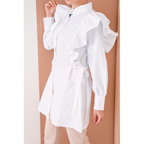 Tunica pentru damă, cu nasturi și cu volante, hijab