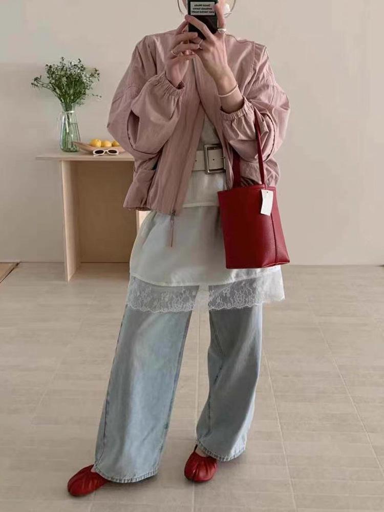 Petite Women's Loose Fit Round Neck Baseball Jacket - 2025 Spring/Autumn Collection