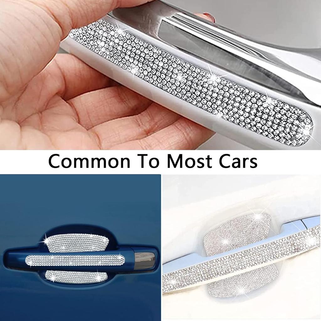 BetterJonny 10PCS Crystal Scratch Protector, Rhinestone Car Bling Scratch Protector for Women and Girls (Silver)