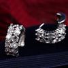 Fashion Double Row Diamond Stud Earrings Silver Plated Small Hoop Earrings for Women