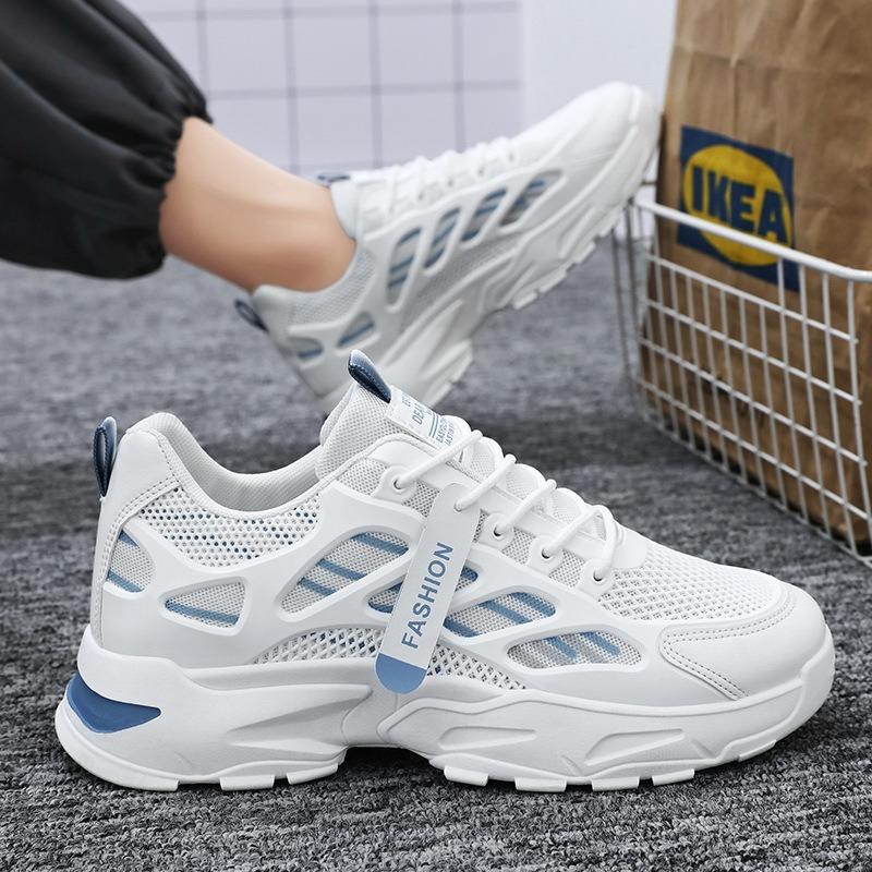 Summer New Men's Mesh Breathable Sneakers Fashion Designer Lace-up Platform Casual Shoes Outdoor Training Shoes Tenis Masculino