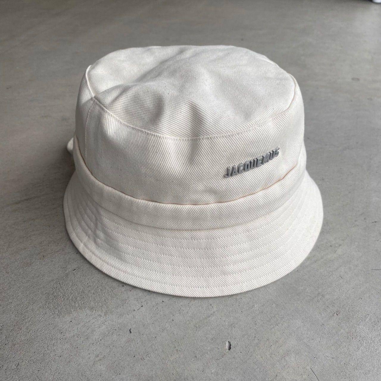 Used JACQUEMUS Bucket Hat Ivory Logo Cotton Hat