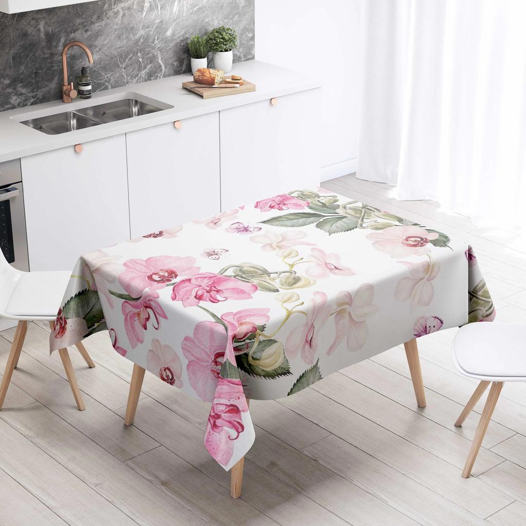 Față de masă florală Decor pentru casă rezistentă la pete și impermeabilă Decorare masă dreptunghiulară Blaturi pentru șemineu de bucătărie