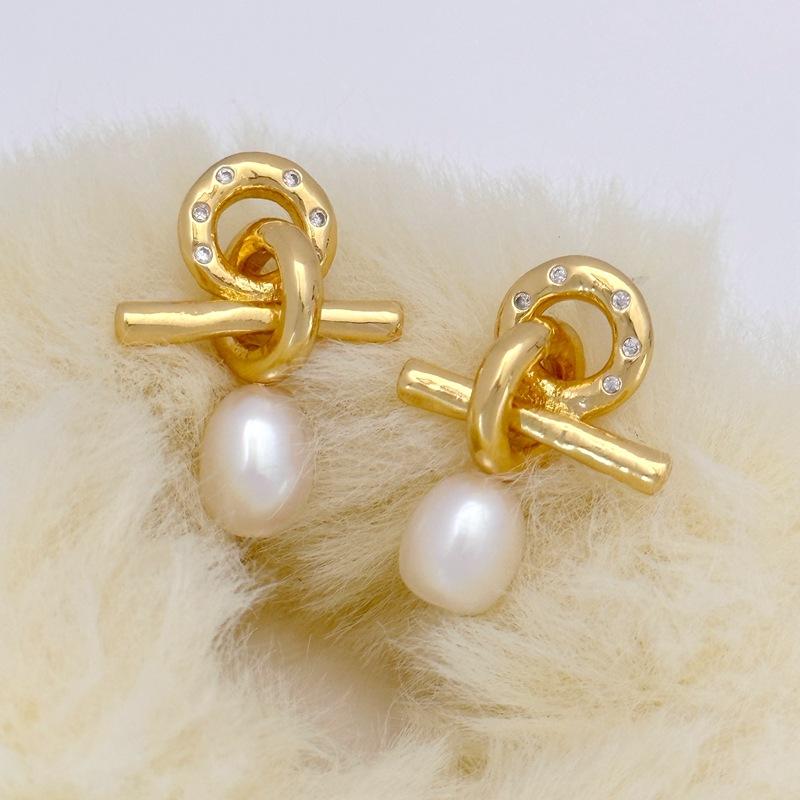 Summer Design High-End Stud Earrings, Freshwater Earrings, Earrings. золотой