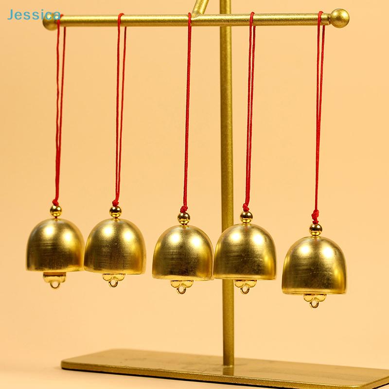 Good Luck Brass Bell Ornaments – Red String Hanging Bells for CNY, Garden & Window Decor