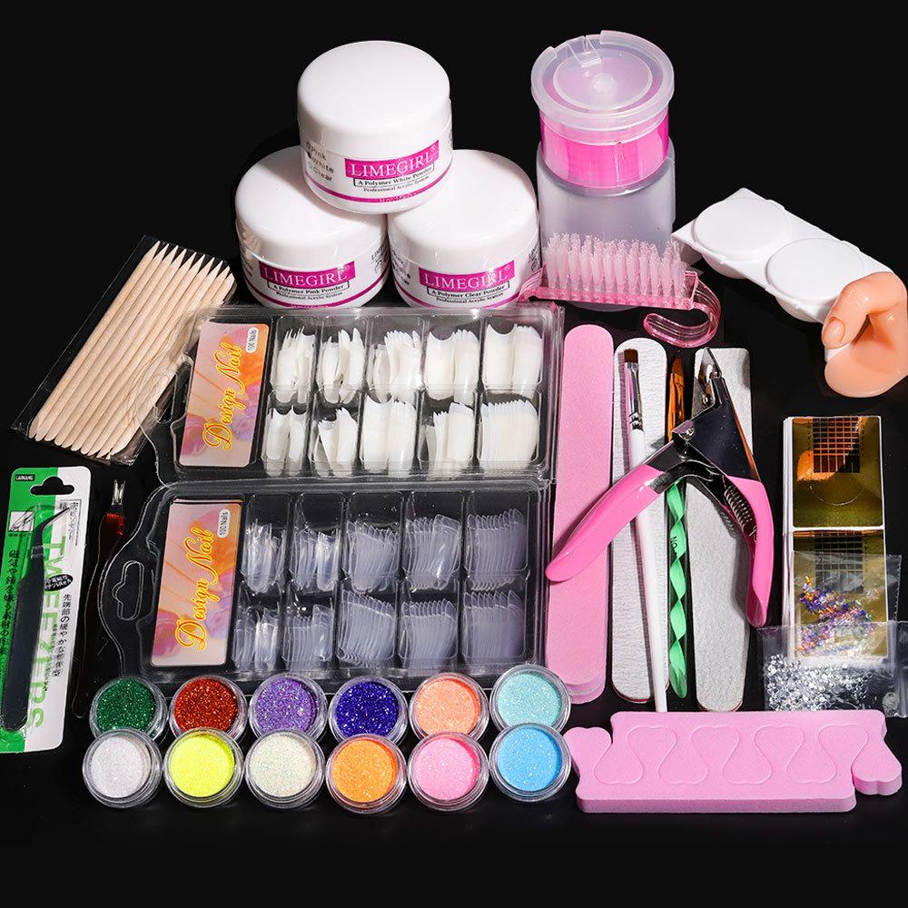 Kit Polvere per Unghie Acriliche con Monomero Liquido, Decorazioni Glitter per Nail Art, Set Completo di Strumenti per Manicure per Principianti e Professionisti