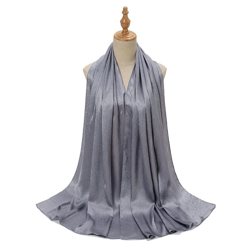New Arrival Crinkle Satin Silk Muslim Hijabs Scarf For Women Long Shawls Solid Big Size Headscarf Wraps Islamic Headband Turban