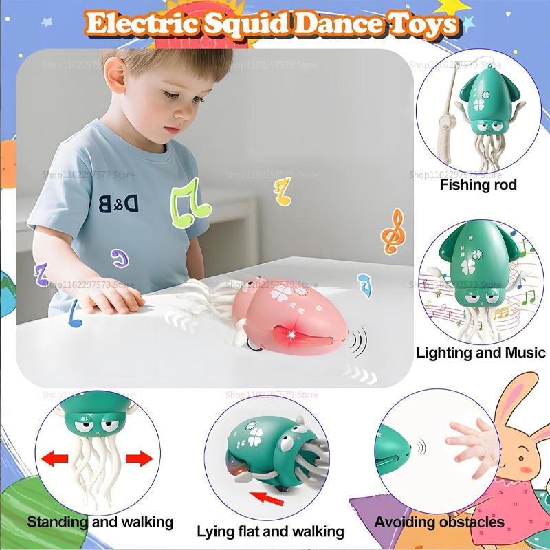 2025 New Electronic Dancing Squid Toys with Light&Music Funny Induction Lying Flat Squid Toddler Interactive Development Gifts