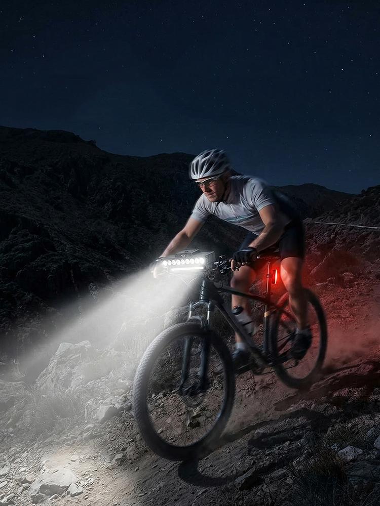 9 LED Bicycle Headlight 7 Modes Front Warning Flashlight IPX5 Waterproof 2In1 Bicycle Lights for Night Riding & Mountain Cycling