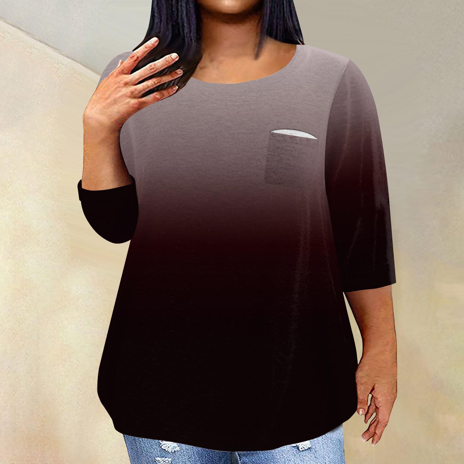 

Женский модный повседневный пуловер с круглым вырезом и рукавом три четверти с принтом, топ с рукавами 4/3 XL кофейный