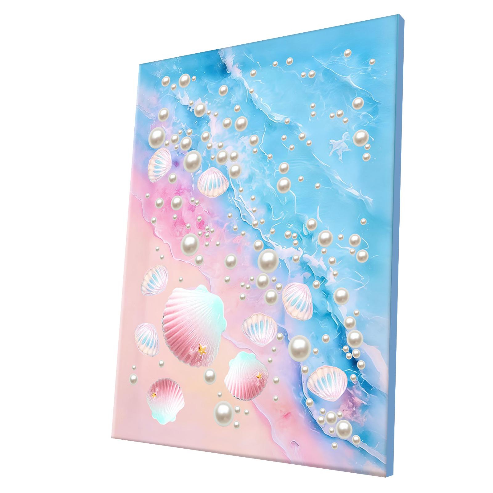 

Shells DIY Special Shape Drill Pearl Gem Diamond Art Painting Kit W/Frame 15x20cm Art Craft Pearl Diamond Painting Home Decor China Mainland