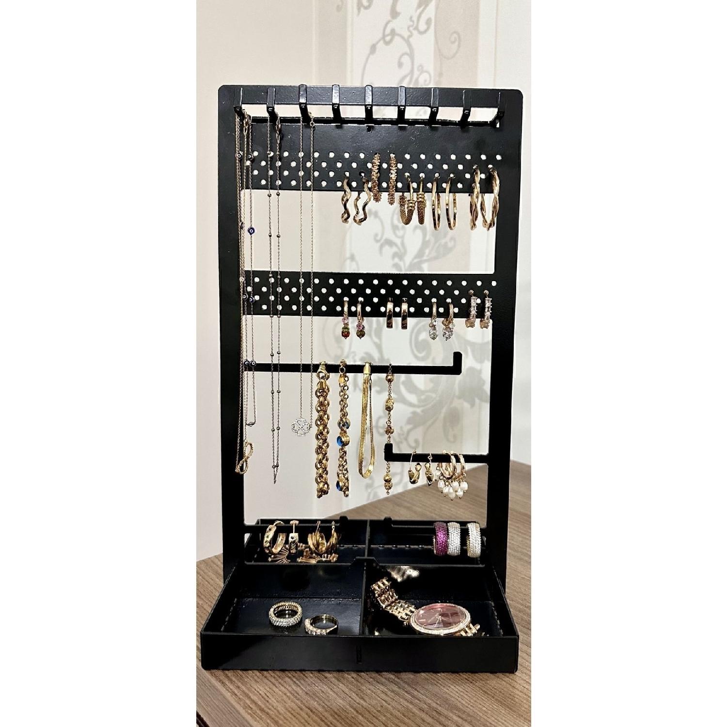 

4 Compartment Jewelry Strap Regulatory Makeup Box Jewelry Stand чорний