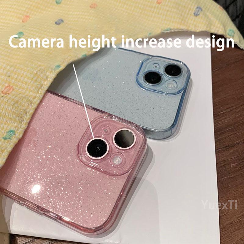 Soft Glitter Transparent Phone Case For iPhone 11 12 13 14 15 16 Pro Max Plus Shockproof Silicone Clear Bumper Cover
