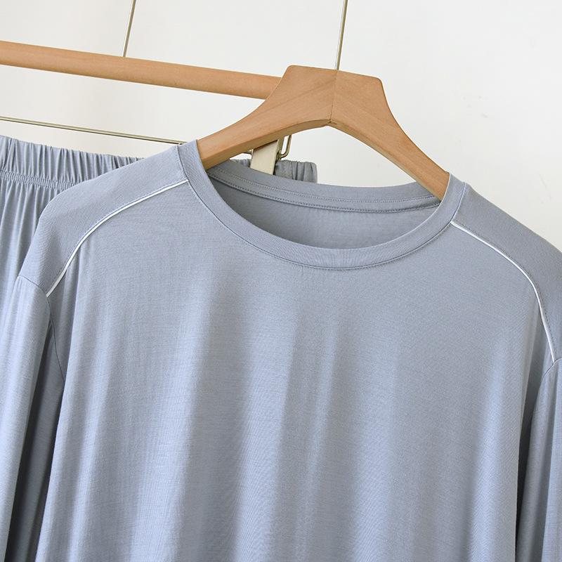 Men’s Casual Modal Pajamas Set: Long Sleeve & Pants with Pockets, Loose Fit, Plus Size, Perfect for Spring and Autumn