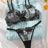 Valentine's Day New Flower Mesh Embroidery Perspective Sexy Gathering Sex Suit