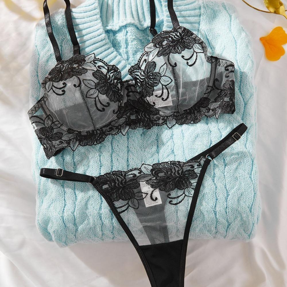 Valentine's Day New Flower Mesh Embroidery Perspective Sexy Gathering Sex Suit