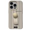 The Leather Texture Black and White Striped Ring Clasp Is Suitable for Apple 16promax Creative Phone Cases 14/12 for Women 13/15