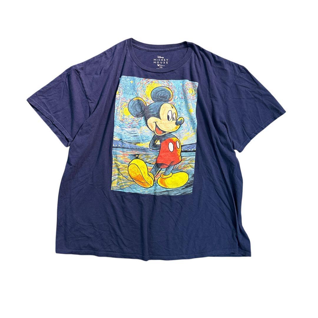 

[USED] 7TSM2Disney Mickey Mouse Print T-Shirt, Navy, Used