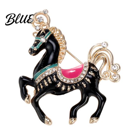 Shiny Enamel Horse Brooch Cute Rhinestone Lapel Pin Alloy Animal