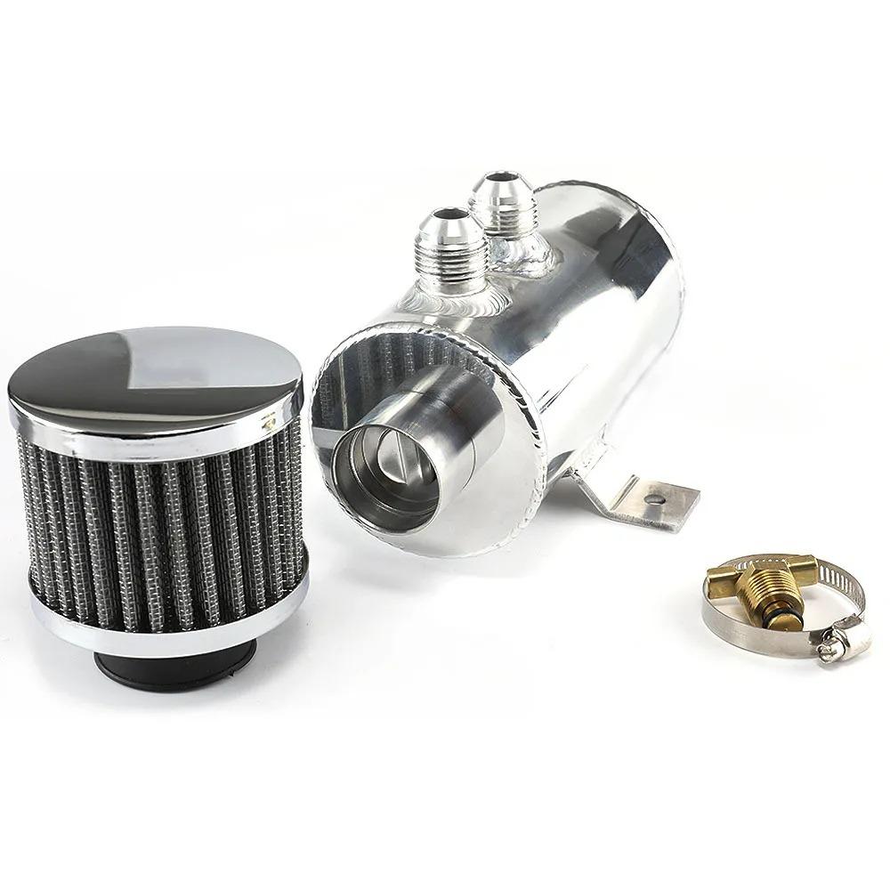 750ml Aluminum AN10 Oil Catch Can Exhaust Reservoir Tank with Breather Filter Baffled Kit Fuel Tank