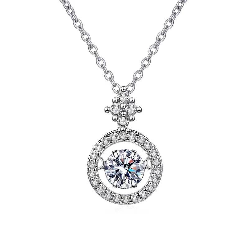 Smart Necklace Women'S Round Full Diamond Moving Pendant Ins Wind Niche Light Luxury Design Jewelry Premium Durable