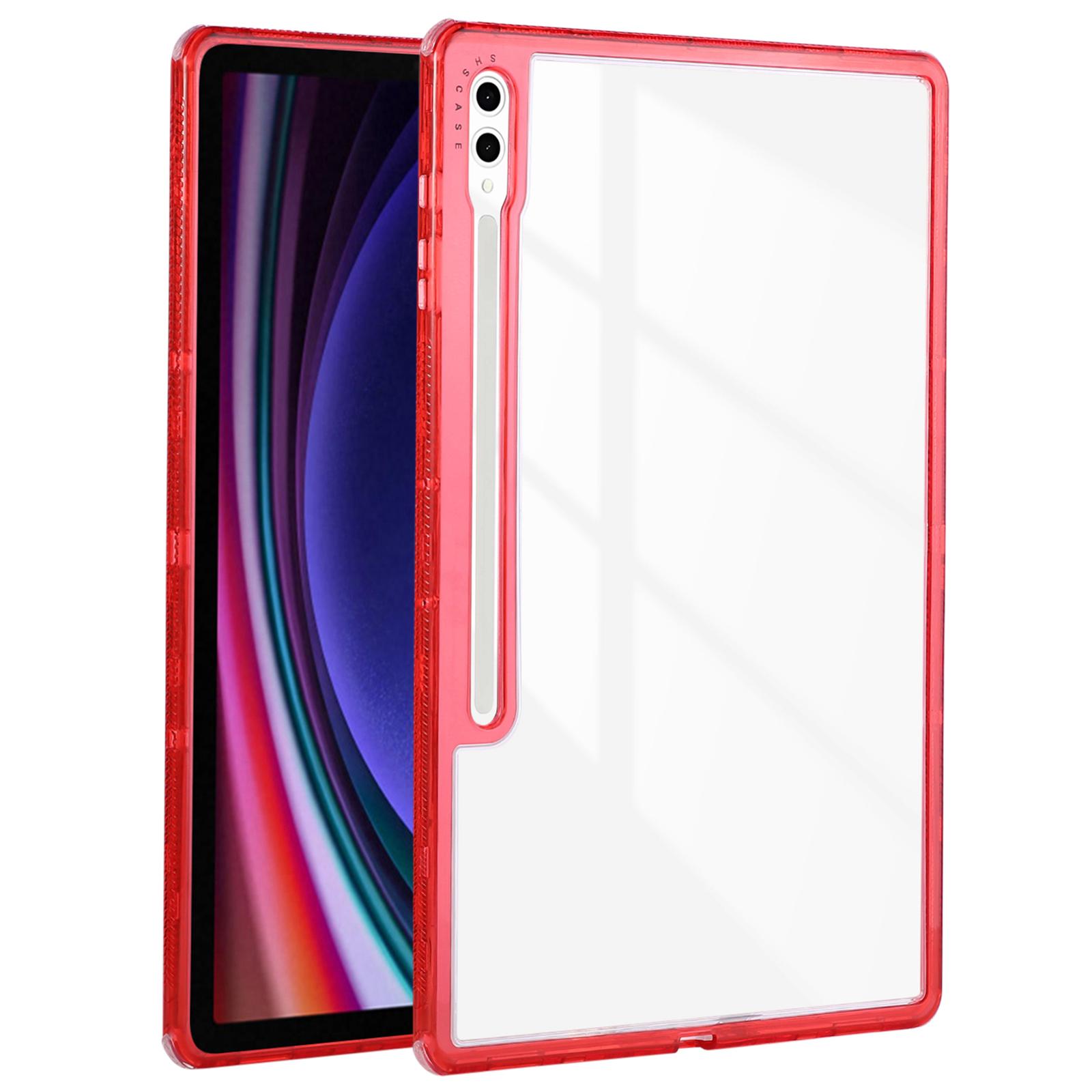 

For Samsung Galaxy Tab S9 Ultra Clear Case 3 in 1 PC+TPU Shockproof Tablet Cover Red