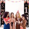 Sweet 16 Party Decorations, Black Rose Gold Happy 16th Birthday Decorations for Girls Sixteen Year Old Birthday Door Banner Porch Sign Party Supplies