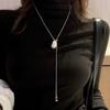 Classic Silver Plated Adjusting Snake Sweater Chain Chokers For Women Irregular Baroque Imitation Pearl Pendant Necklaces