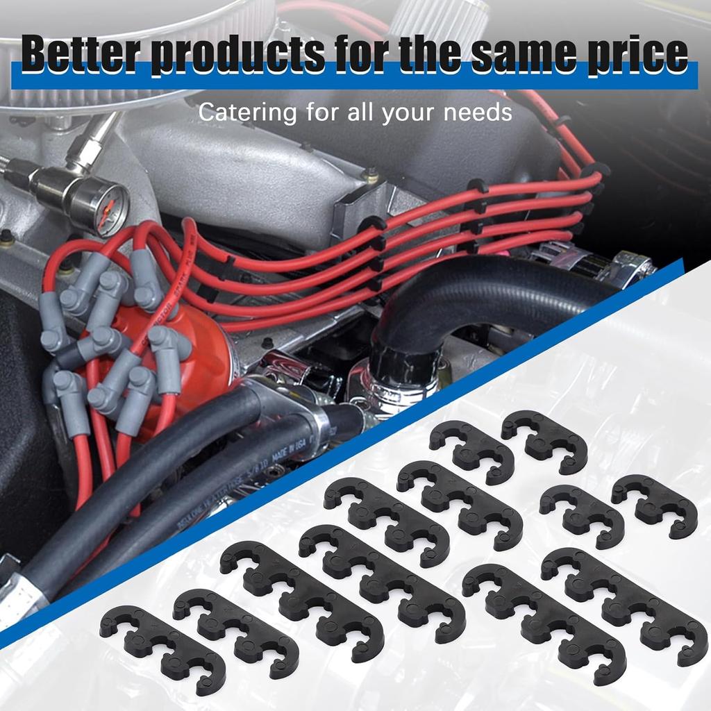 B4B BANG 4 BUCK 12 Pcs Spark Plug Wires Separator Divider Kit Ignition Wire Separators Holder Black Wire Loom