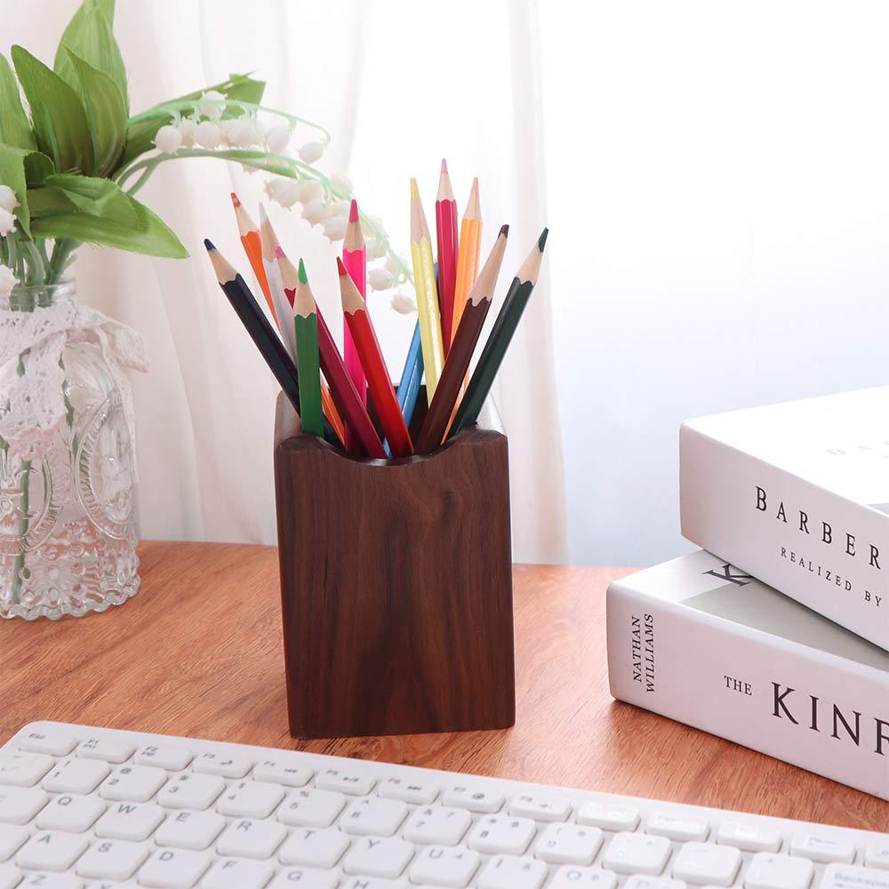 Holz Stifthalter mit großer Kapazität Natürlicher Stifthalter Becher Stiftbehälter Schreibtischorganizer Schule