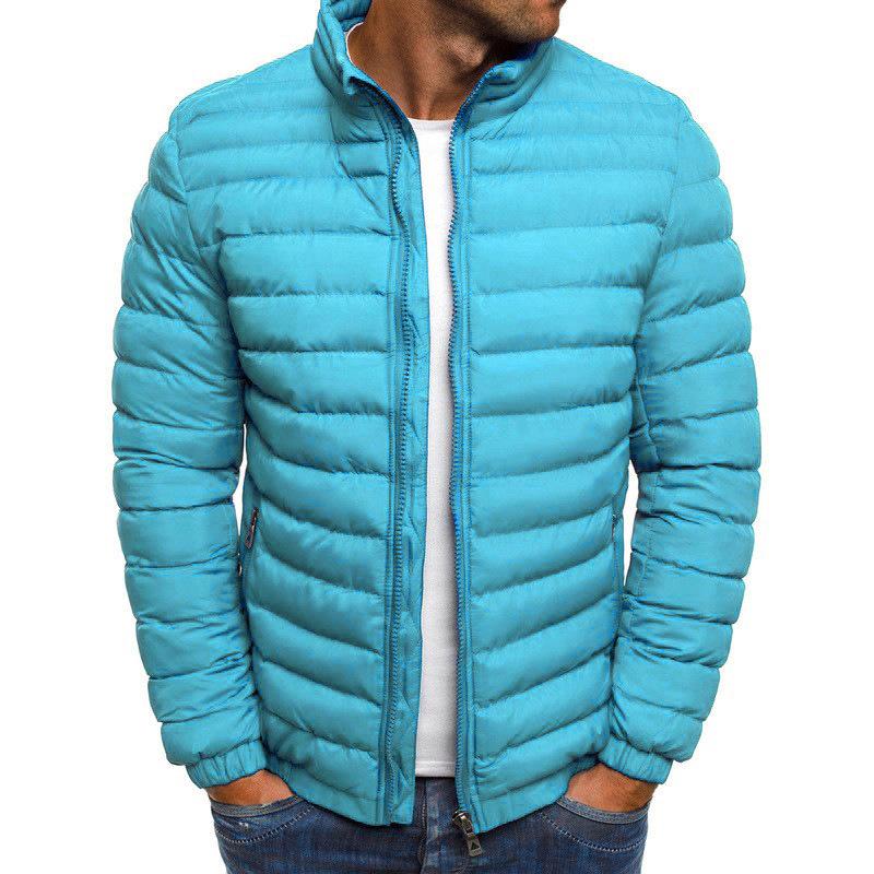 Men's Stand Collar Quilted Puffer Jacket with Multiple Color Options