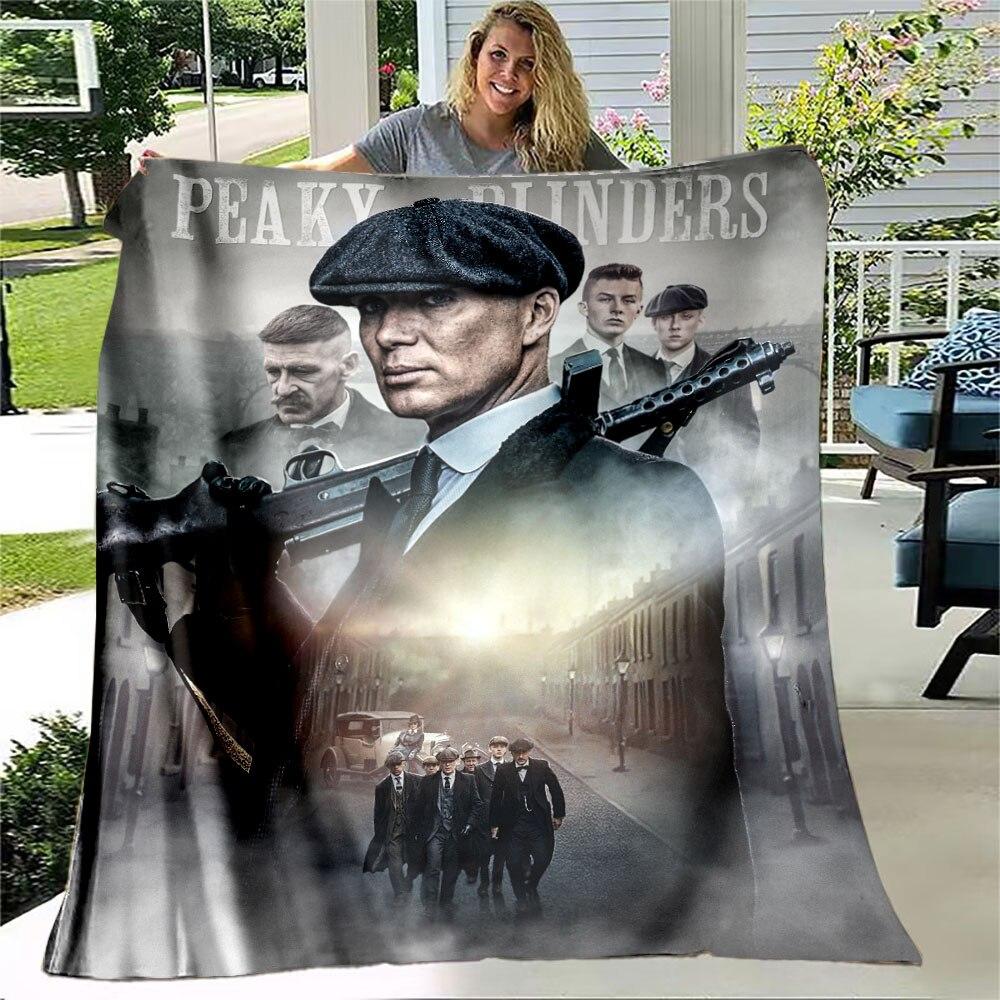 

М яка фланелева тонка ковдра Peaky Blinders Популярна гангстерська ковдра для телевізора Портативна ковдра для дому, подорожей, офісу для обідньої перерви. 100x150cm