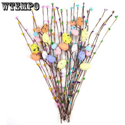 26pcs Artificial Easter Spray Vine with Pastel Easter Eggs and Berries- Decorative Spring Floral Stems-Easter Egg Twig Branches