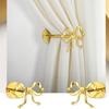2 Pcs Golden Bow Curtain Tiebacks, Bow Curtain Holdbacks Wall Mounted, Suitable for Curtains and Bow Room Decoration