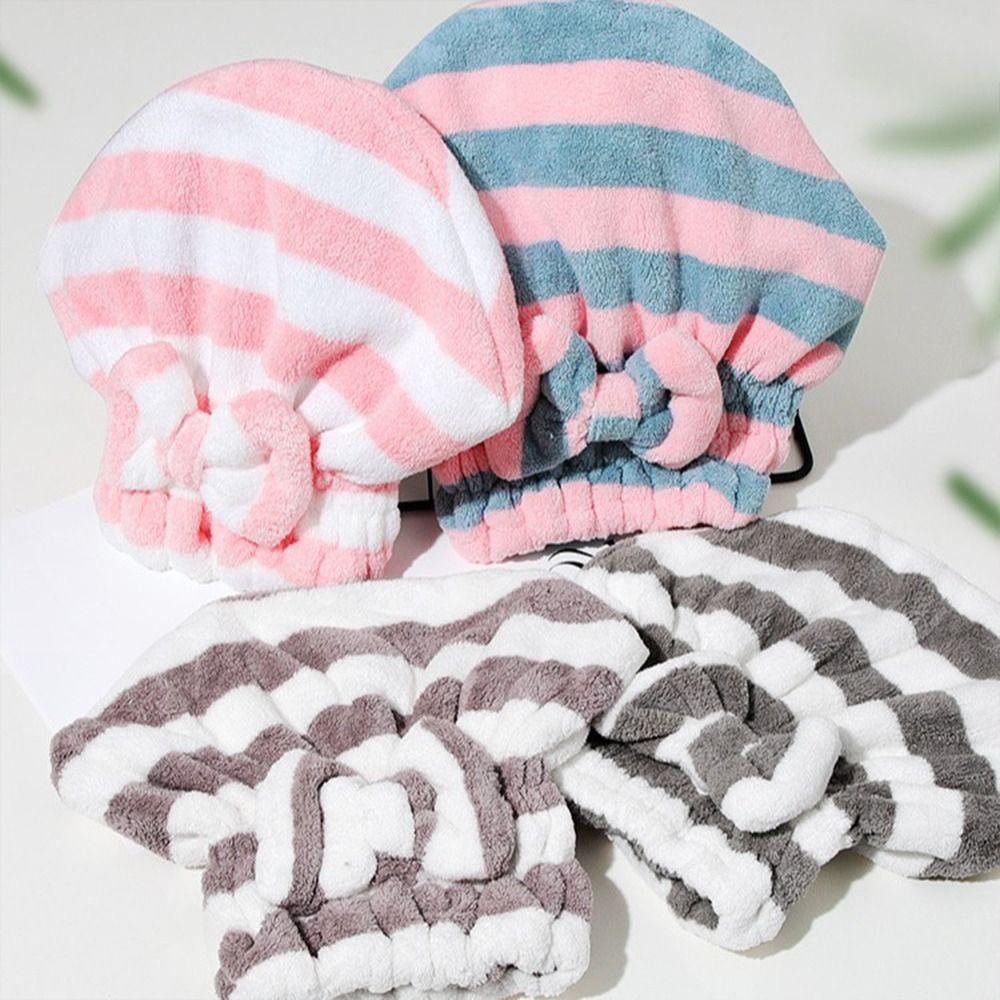 Thickened Soft Bow Hair Towel Wrap Microfiber Quick-Drying Hair Drying Cap Absorbent Shower Cap Women