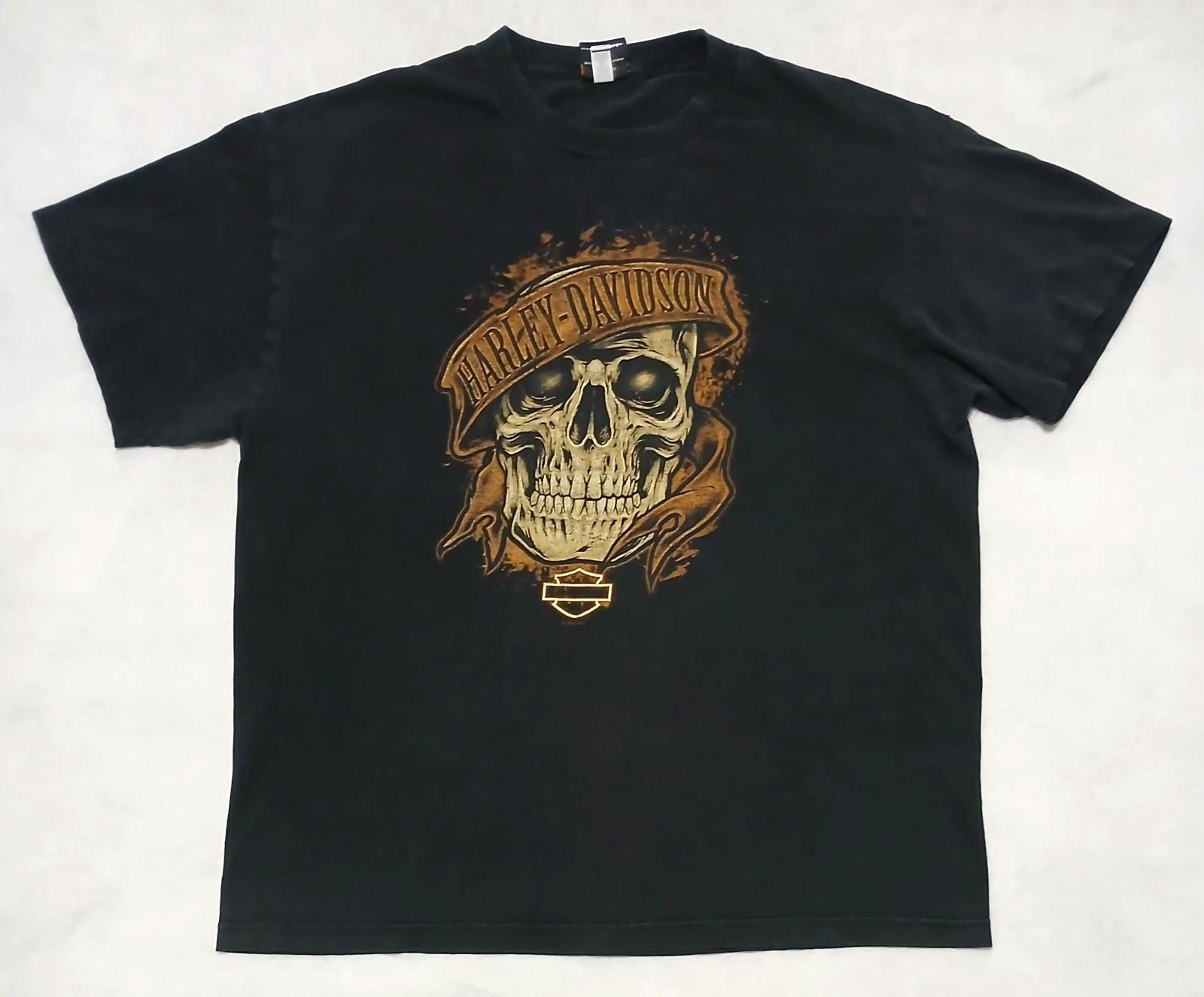 Harley Davidson T-Shirt XL Rubber City Akron, Ohio 2019 Skulls Wrench Chains USA M