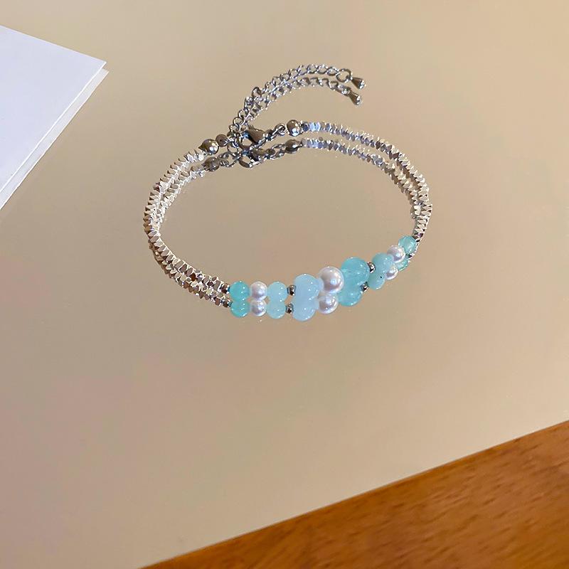 Elegant Crystal Flower Pearl Bracelet - Light Luxury Whitening Jewelry