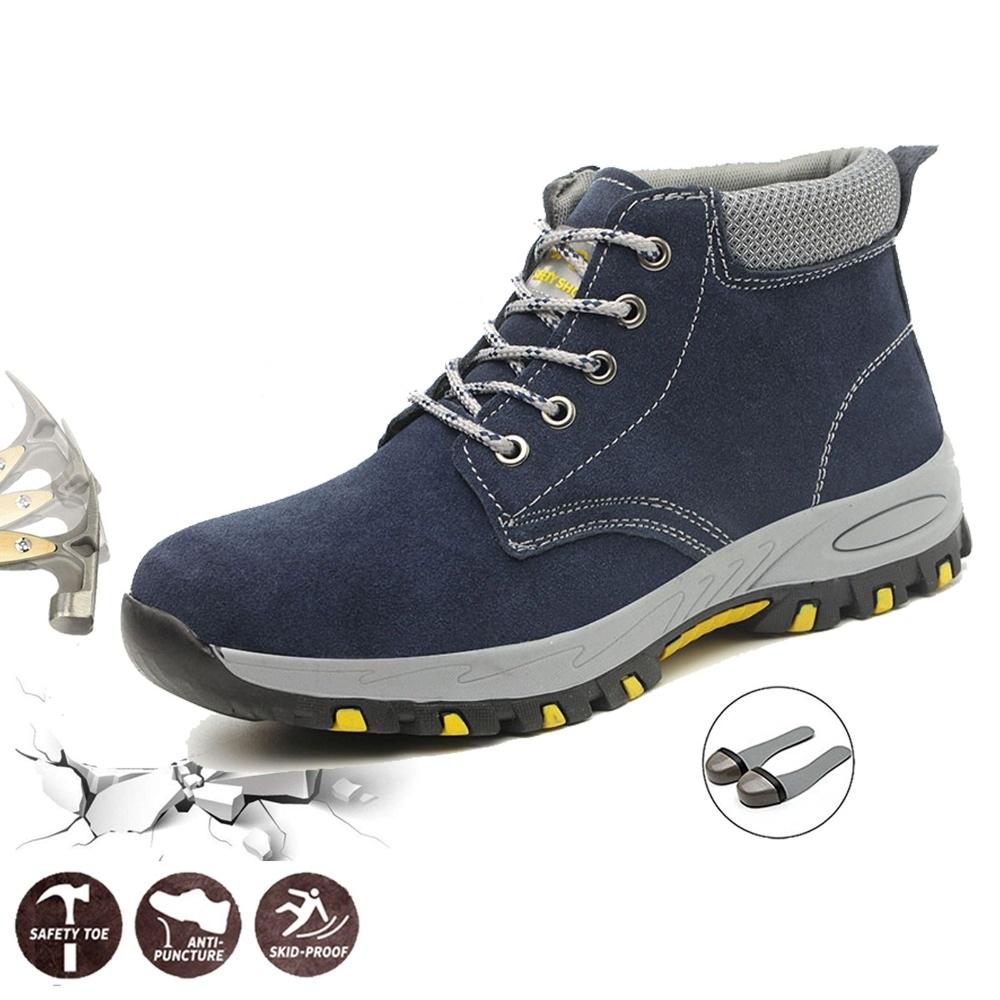 -107 Holfredterse For Mens High Top Martin Steel Toe Work Boots Cow Leather Suede Indestructible Anti-Smash Shoes