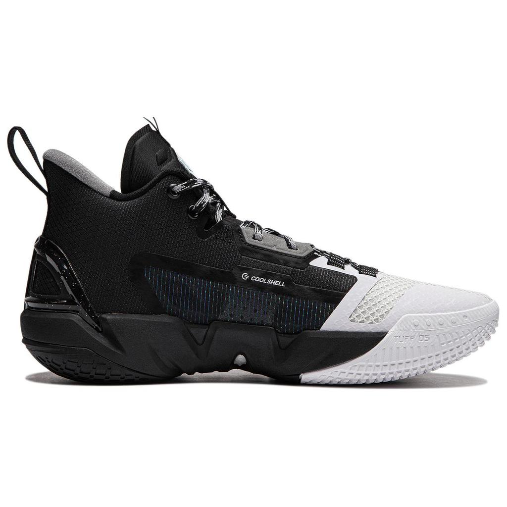 Li Ning BadFive 4 Cushioning Abrasion Resistant Breathable Mid Top Basketball Shoes Men's Black White ABFU015-5
