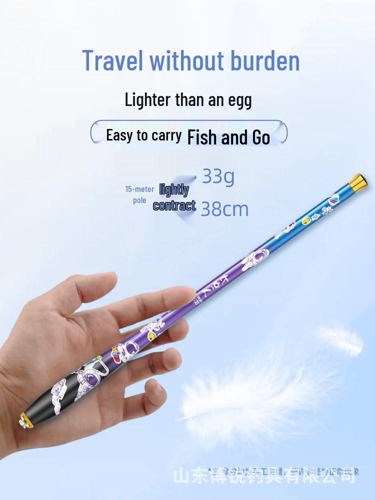 Mini Children's Fishing Rod Set with Hooks – Pocket-Sized Shrimp Rod for Kids